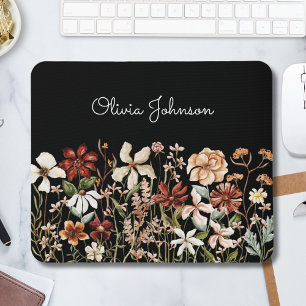 Personalised Watercolor Vintage Wildflower Meadow Mouse Pad