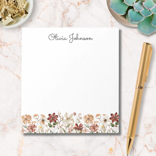 Personalised Watercolor Vintage Wildflower Meadow Notepad