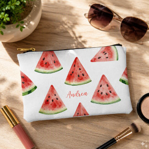 Personalised Watercolor Watermelon Slice Accessory Pouch
