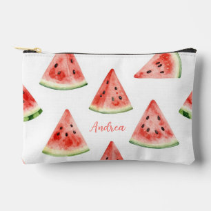 Personalised Watercolor Watermelon Slice Accessory Pouch