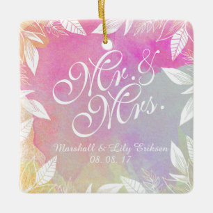 Personalised Watercolor Wedding Ornament