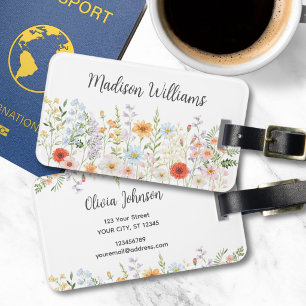 Personalised Watercolor Wild Flower Floral Elegant Luggage Tag