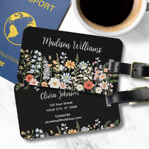 Personalised Watercolor Wild Flower Floral Elegant Luggage Tag