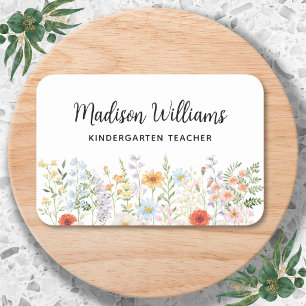 Personalised Watercolor Wild Flower Floral Elegant Name Tag