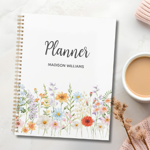 Personalised Watercolor Wild Flower Floral Elegant Planner