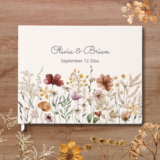 Personalised Watercolor Wildflower Pretty Floral Guest Book (In situ)