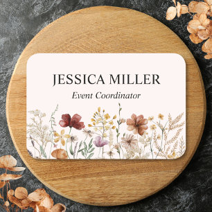 Personalised Watercolor Wildflower Pretty Floral Name Tag