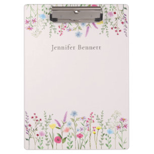 Personalised Watercolor Wildflowers Clipboard
