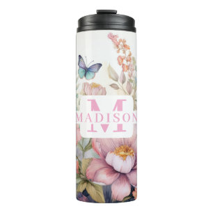 Personalised Watercolor with Name & Monogram Thermal Tumbler