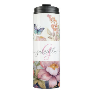 Personalised Watercolor with Name & Monogram Thermal Tumbler