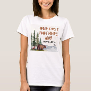 Personalised Watercolor Woodland 1st Mother's Day T-Shirt
