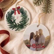 Personalised Watercolor Wreath Photo Christmas