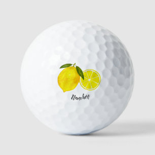 Personalised Watercolor Yellow Lemons Golf Balls