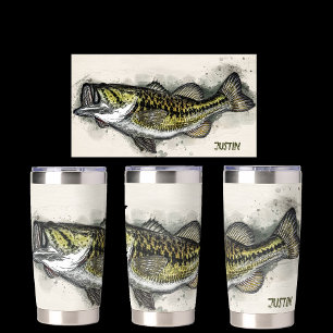 Personalised Watercolored Bass Fish Insulated Tumbler