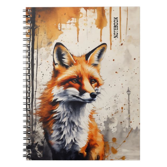 Personalised Watercolour Fox Notebook (Front)