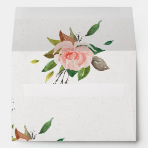 Personalised Watercolour rose and foliage wedding  Envelope