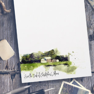 Personalised Watercolour Scottish Farmhouse Custom Letterhead
