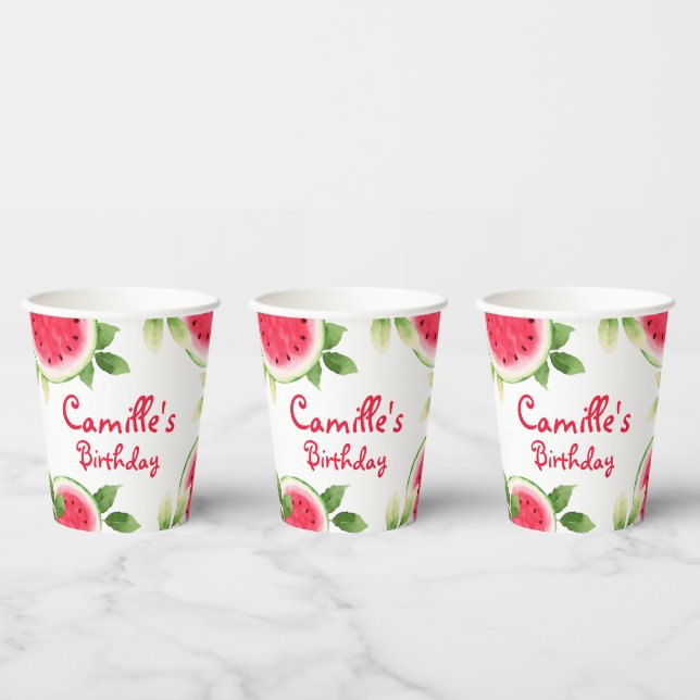 Personalised Watermelon Birthday Paper Cups (Multi)