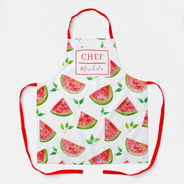 Personalised Watermelon Pattern Chef Apron (Front)