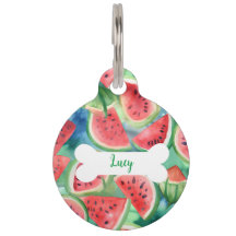 Personalised Watermelon Pattern Round Pet Tag