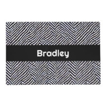 Personalised Waterproof Black & White Dog Food Mat