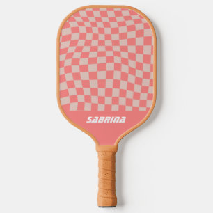 Personalised Wavy Chequered   Cora Pickleball Padd Paddle