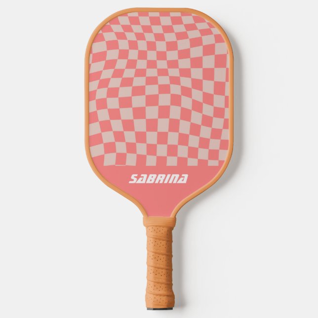Personalised Wavy Chequered | Cora Pickleball Padd Pickleball Paddle (Front)