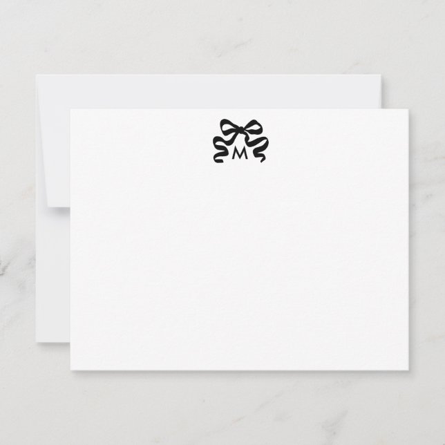 Personalised Wavy Ribbon Bow Monogram Initial Card (Front)