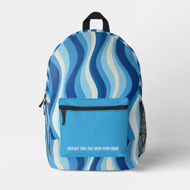 Personalised Wavy Stripe Backpack (Front)