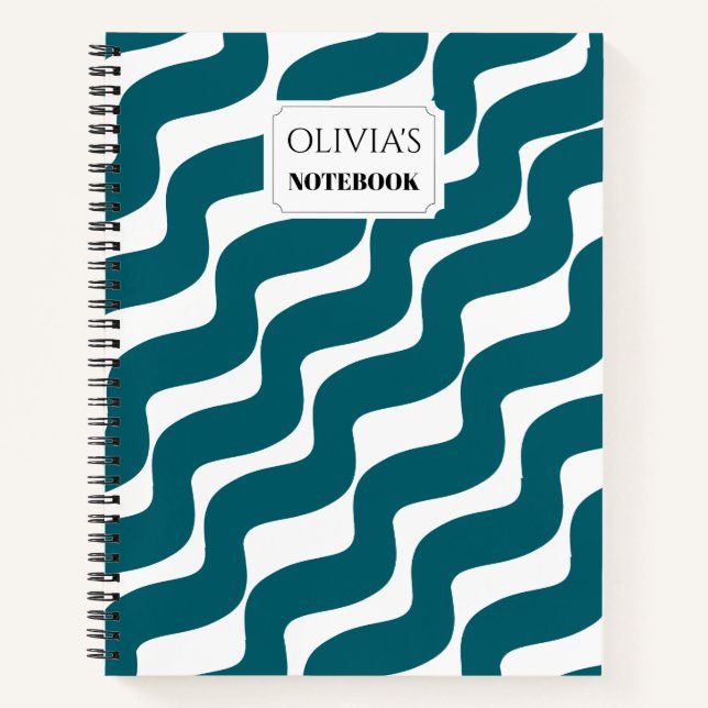 Personalised Wavy Stripes Spiral Notebook (Front)