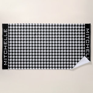 Personalised WB Houndstooth Beach Towel