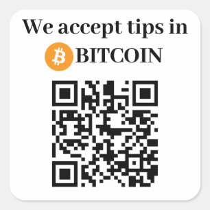Personalised We Accept Tips in Bitcoin Sticker