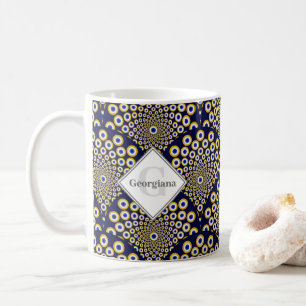 Personalised We Are Watching You Navy & Gold Deco Coffee Mug