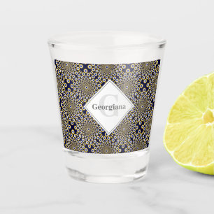 Personalised We Are Watching You Navy & Gold Tiled Shot Glass