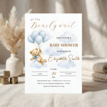 Personalised We Can Bearly Wait Baby Boy Shower