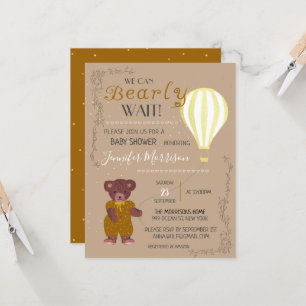 Personalised We Can Bearly Wait Cute Baby Shower
