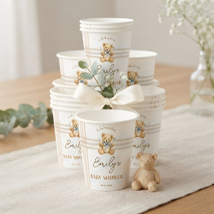 Personalised We Can Bearly Wait Teddy Bear Baby  Paper Cups
