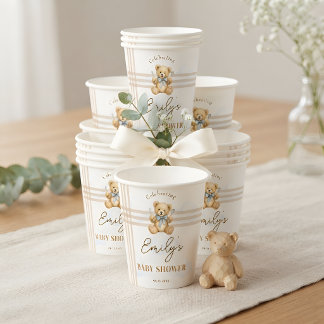 Personalised We Can Bearly Wait Teddy Bear Baby  Paper Cups