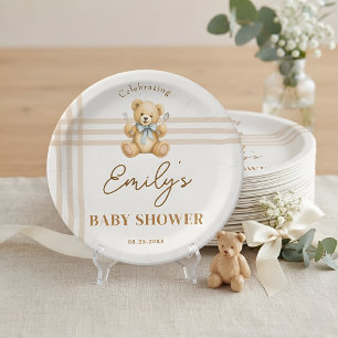 Personalised We Can Bearly Wait Teddy Bear Baby Paper Plate