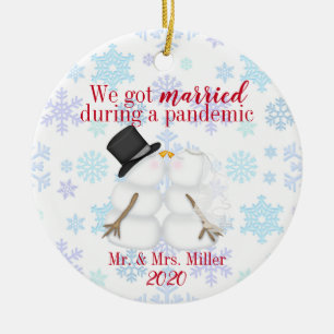 Personalised We Got Married During A Pandemic Ceramic Tree Decoration