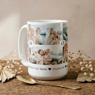 Personalised We Love You Mum Heart Photo Collage Coffee Mug