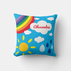 Personalised Weather, Rainbow and Sunshine Cushion