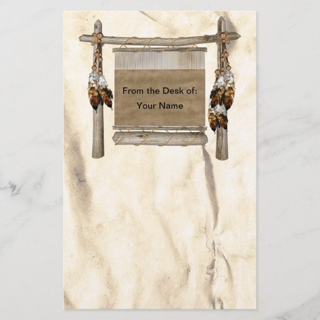 Personalised Weaving Loom Native American  Station Stationery (Front)