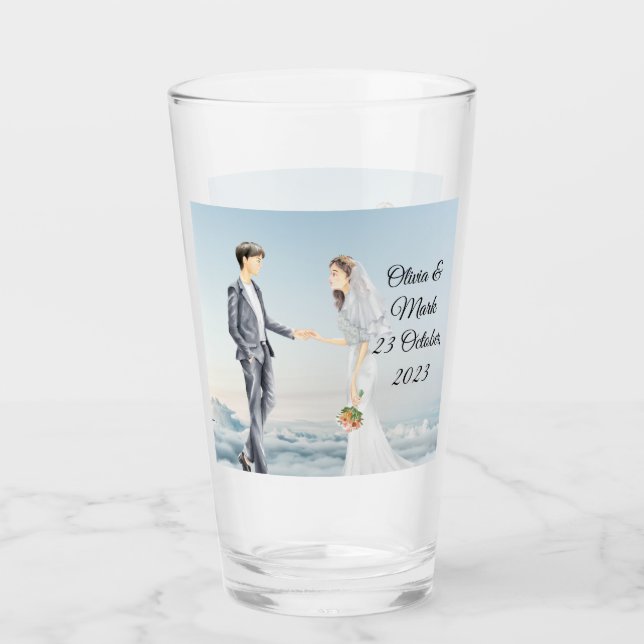 Personalised Wedding and Wedding Anniversary  Glass (Front)