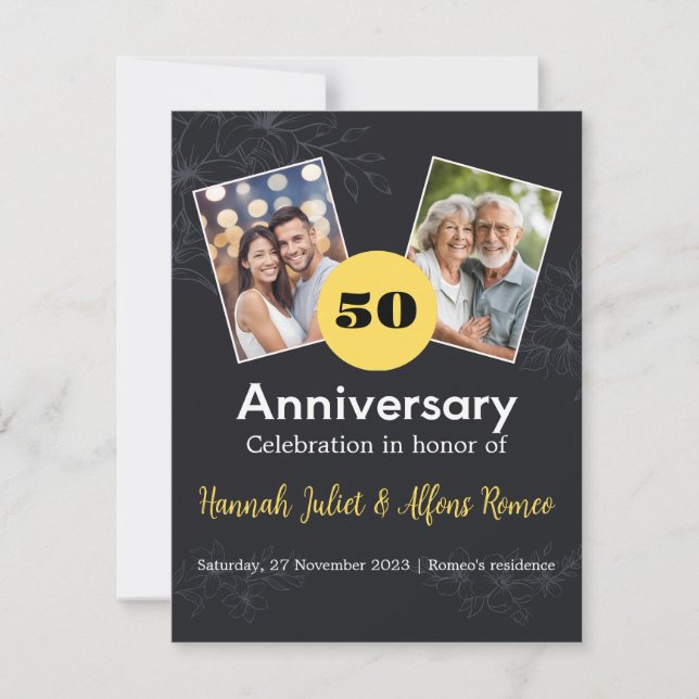 Personalised Wedding Anniversary Invitation Card (Front)
