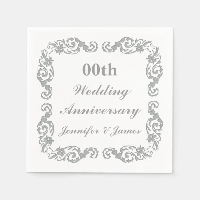 Personalised Wedding Anniversary Napkin (Front)