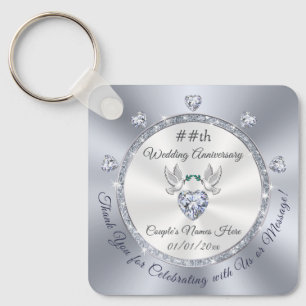 Personalised, Wedding Anniversary Party Favours, Key Ring