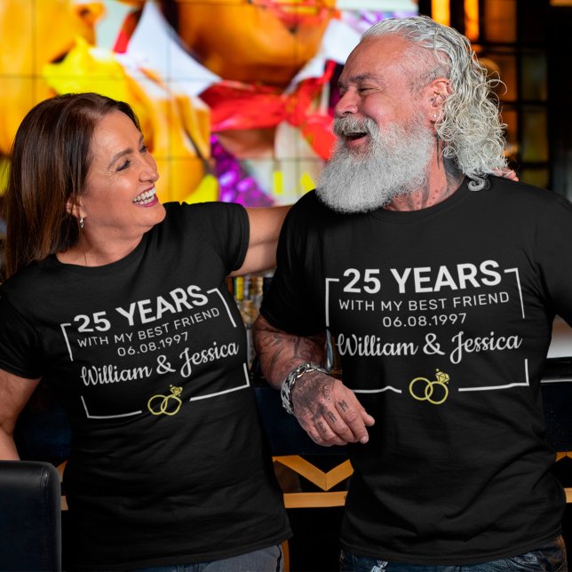 Personalised Wedding Anniversary With Couple Names T-Shirt (Creator Uploaded)
