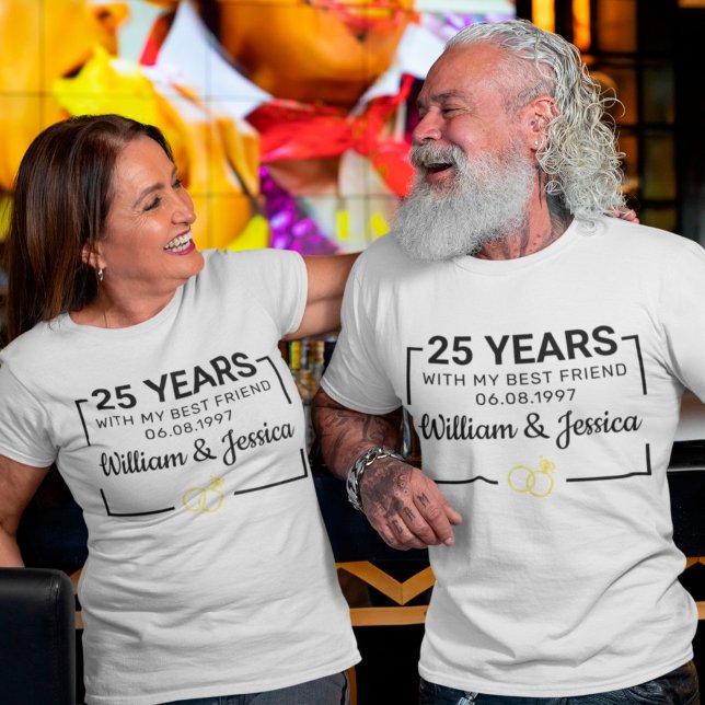 Personalised Wedding Anniversary With Couple Names T-Shirt (Creator Uploaded)