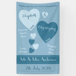 Personalised Wedding Backdrop Blue Banner